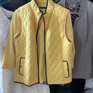 Talbots Yellow Vest trimmed in Navy with a Yellow Shirt Underneath